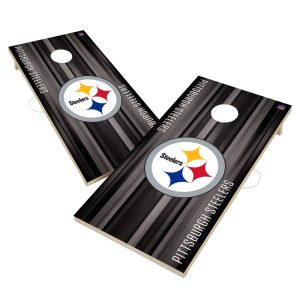 Pittsburgh Steelers 2' x 4' Solid Wood Rush Design Cornhole Board Set